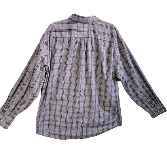 Izod Mens Size XL Long Sleeve Button Down Shirt Blue Gray Houndstooth Grid Plaid - Picture 3 of 6